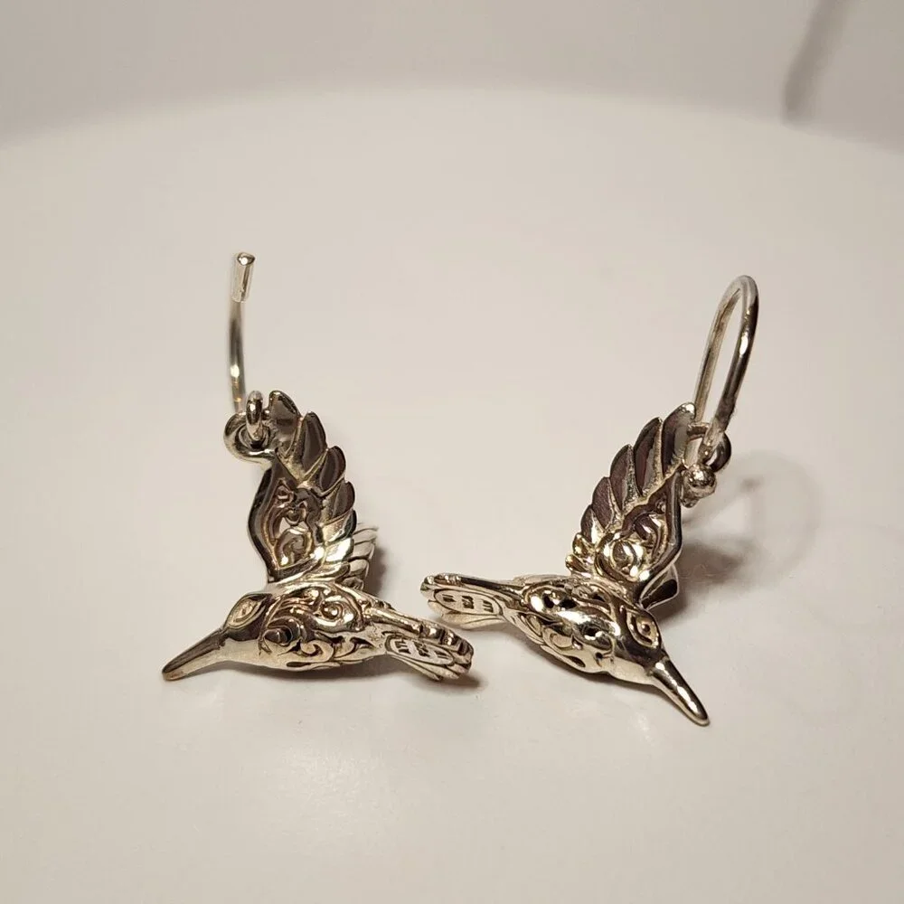 925 Hummingbird Dangle Earrings - Picture 5 of 7